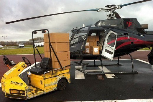 Helicopter delivery urgent cargo